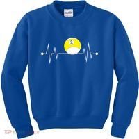 Funny Nine 9 Ball Pool Player Billiards Lover Heartbeat Gift Kids Sweatshirt thumb 0