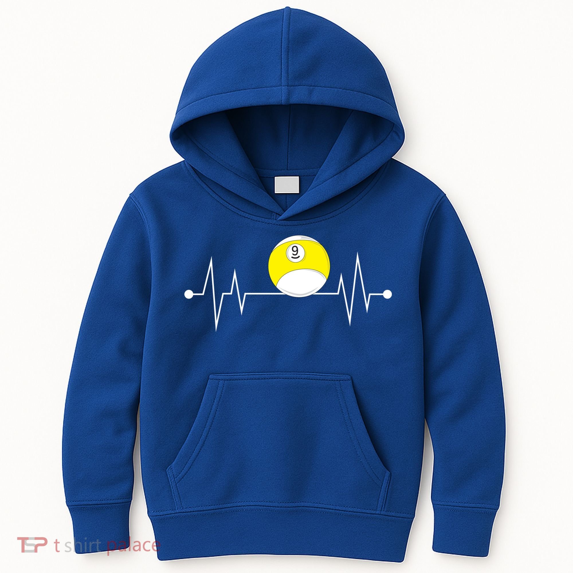Funny Nine 9 Ball Pool Player Billiards Lover Heartbeat Gift Kids Hoodie
