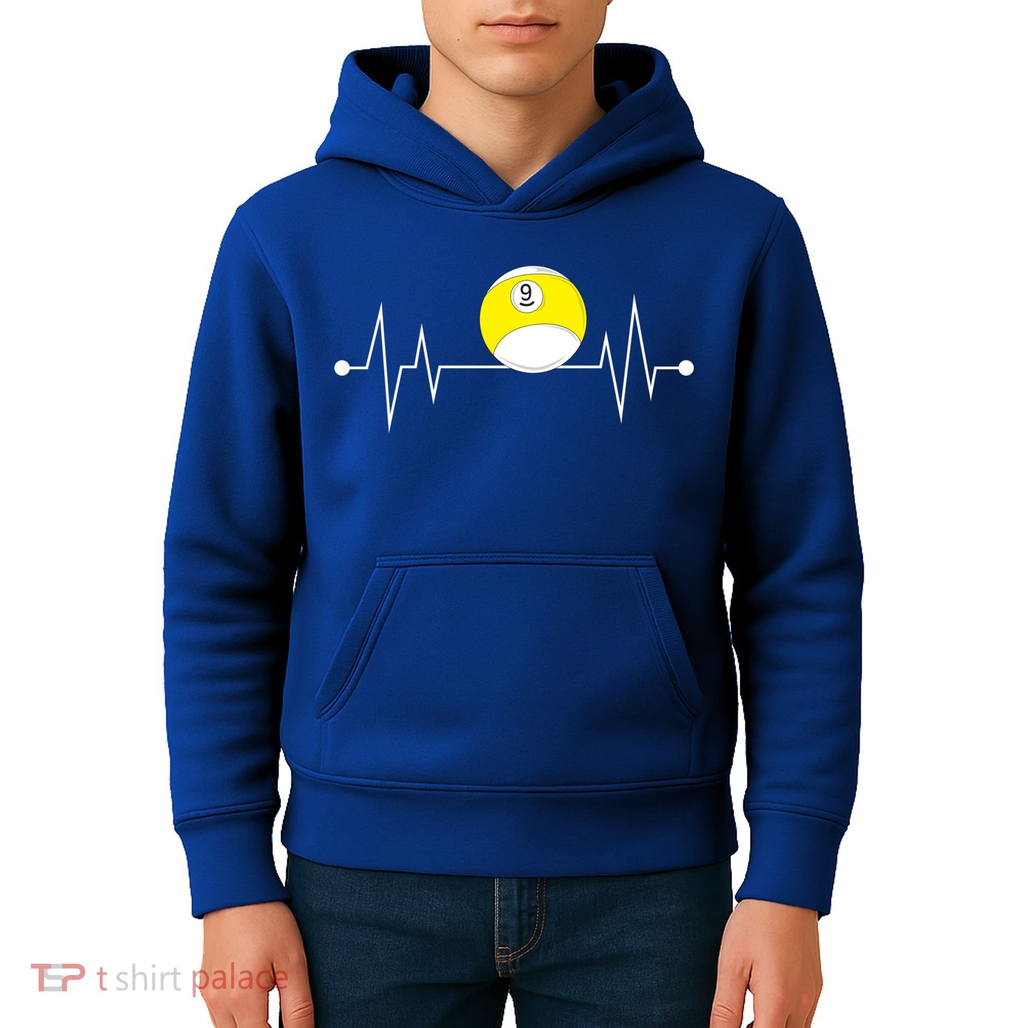 Funny Nine 9 Ball Pool Player Billiards Lover Heartbeat Gift Kids Hoodie
