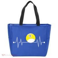 Funny Nine 9 Ball Pool Player Billiards Lover Heartbeat Gift Tote Bag thumb 0