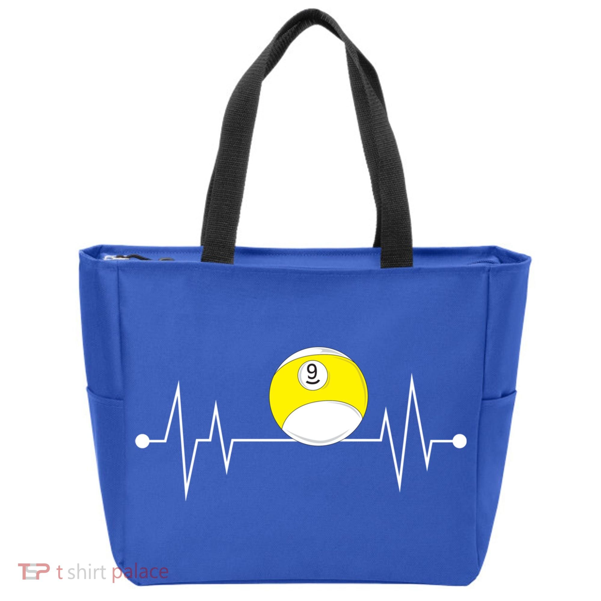 Funny Nine 9 Ball Pool Player Billiards Lover Heartbeat Gift Tote Bag