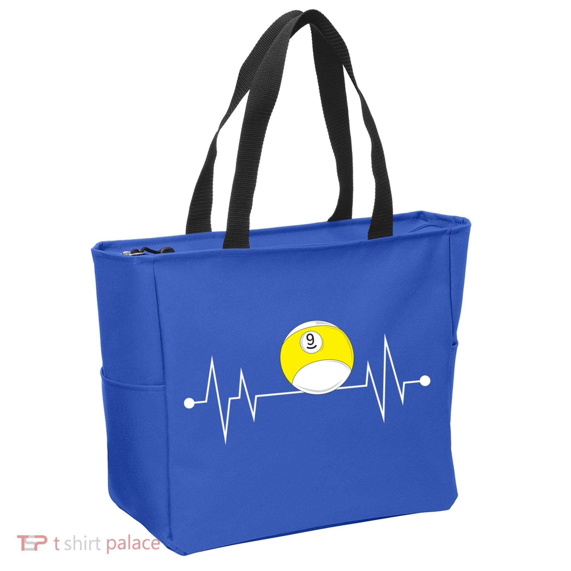 Funny Nine 9 Ball Pool Player Billiards Lover Heartbeat Gift Tote Bag