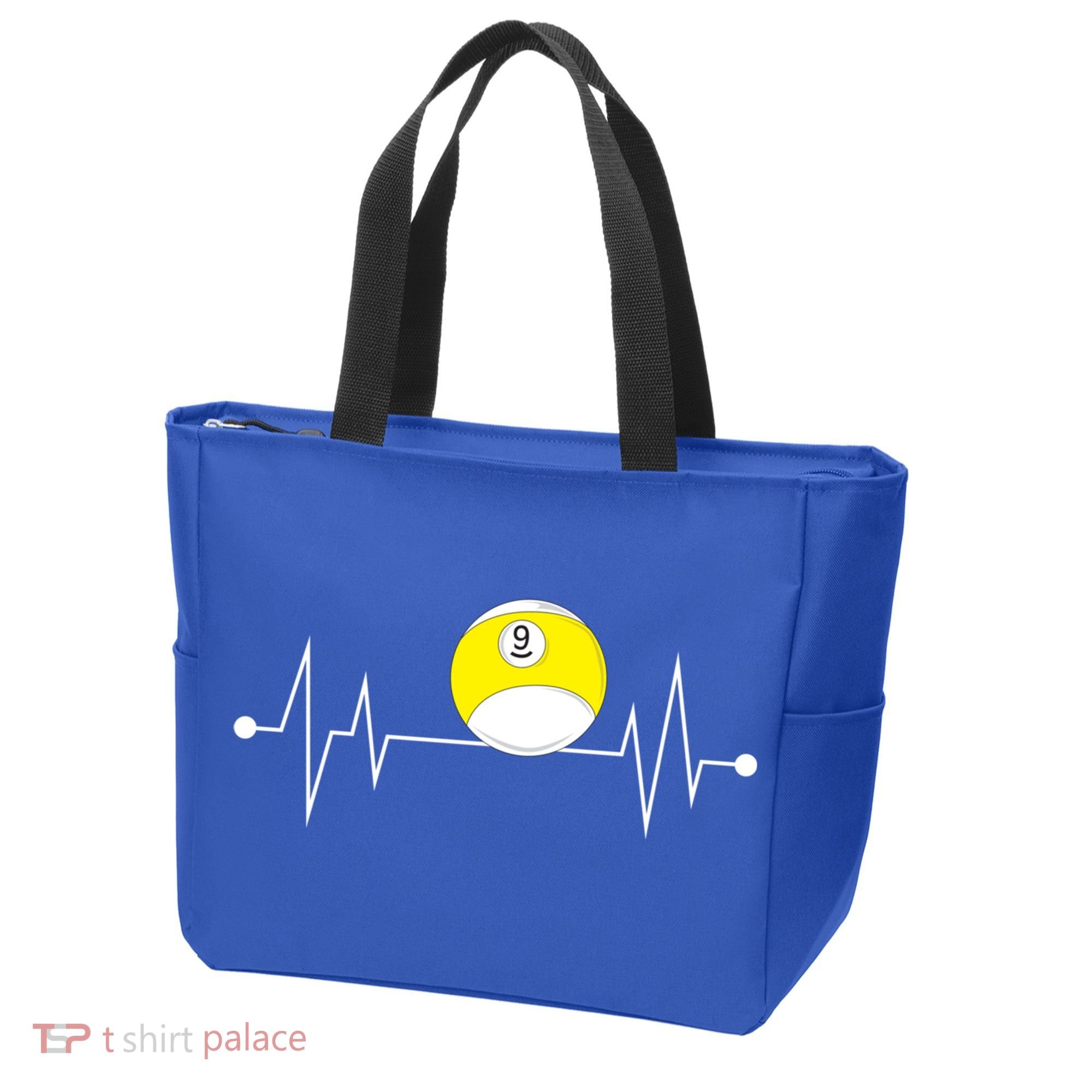 Funny Nine 9 Ball Pool Player Billiards Lover Heartbeat Gift Tote Bag