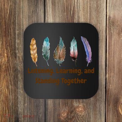 Feathers Native American Unity Day Orange Indigenous Coaster