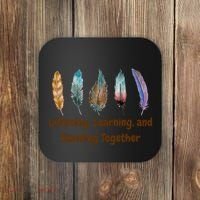 Feathers Native American Unity Day Orange Indigenous Coaster thumb 0