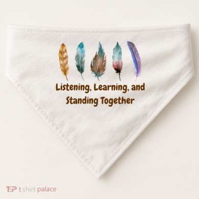 Feathers Native American Unity Day Orange Indigenous USA-Made Doggie Bandana