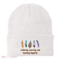 Feathers Native American Unity Day Orange Indigenous Beanie thumb 0