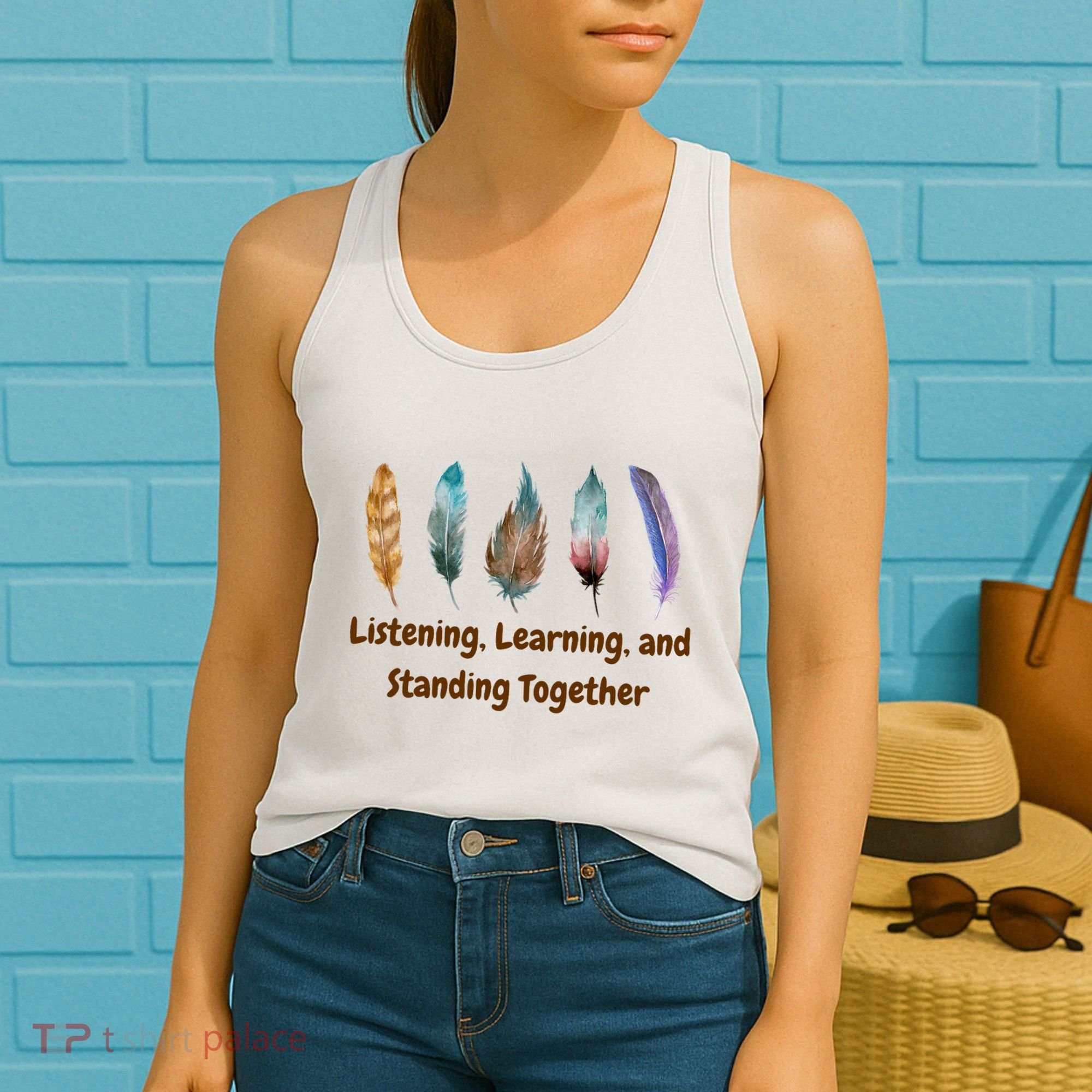 Feathers Native American Unity Day Orange Indigenous Women's Tank Top