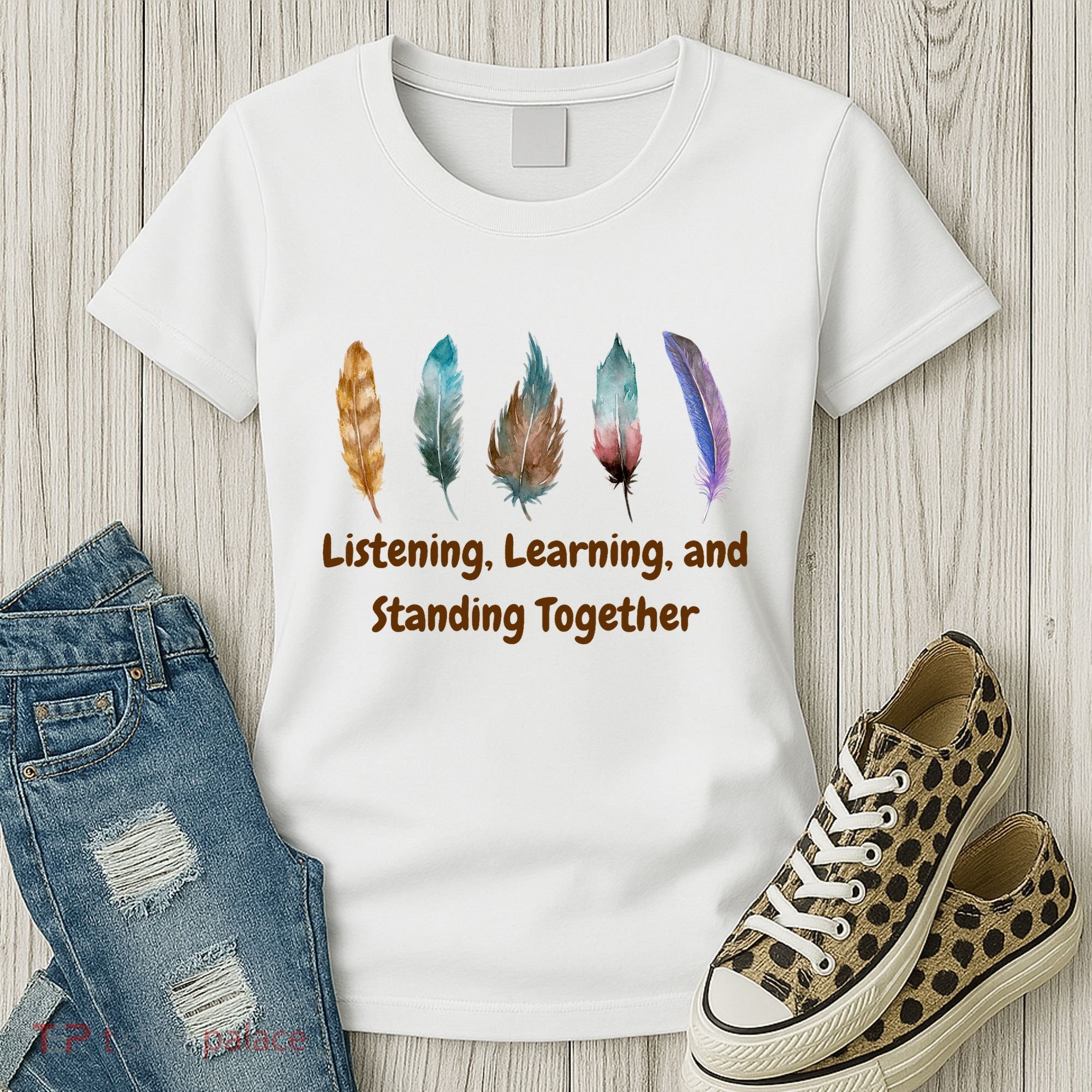 Feathers Native American Unity Day Orange Indigenous Women's T-Shirt