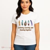 Feathers Native American Unity Day Orange Indigenous Women's T-Shirt thumb 4