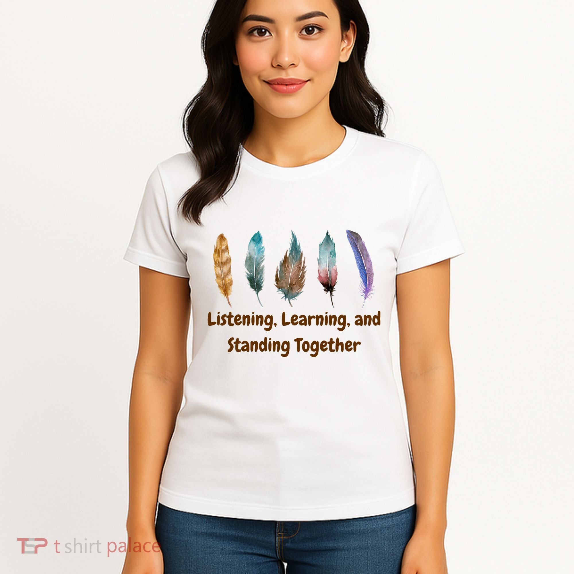 Feathers Native American Unity Day Orange Indigenous Women's T-Shirt