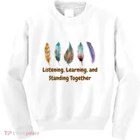 Feathers Native American Unity Day Orange Indigenous Kids Sweatshirt thumb 0