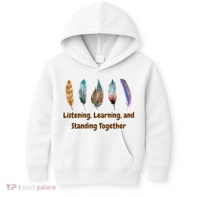 Feathers Native American Unity Day Orange Indigenous Kids Hoodie