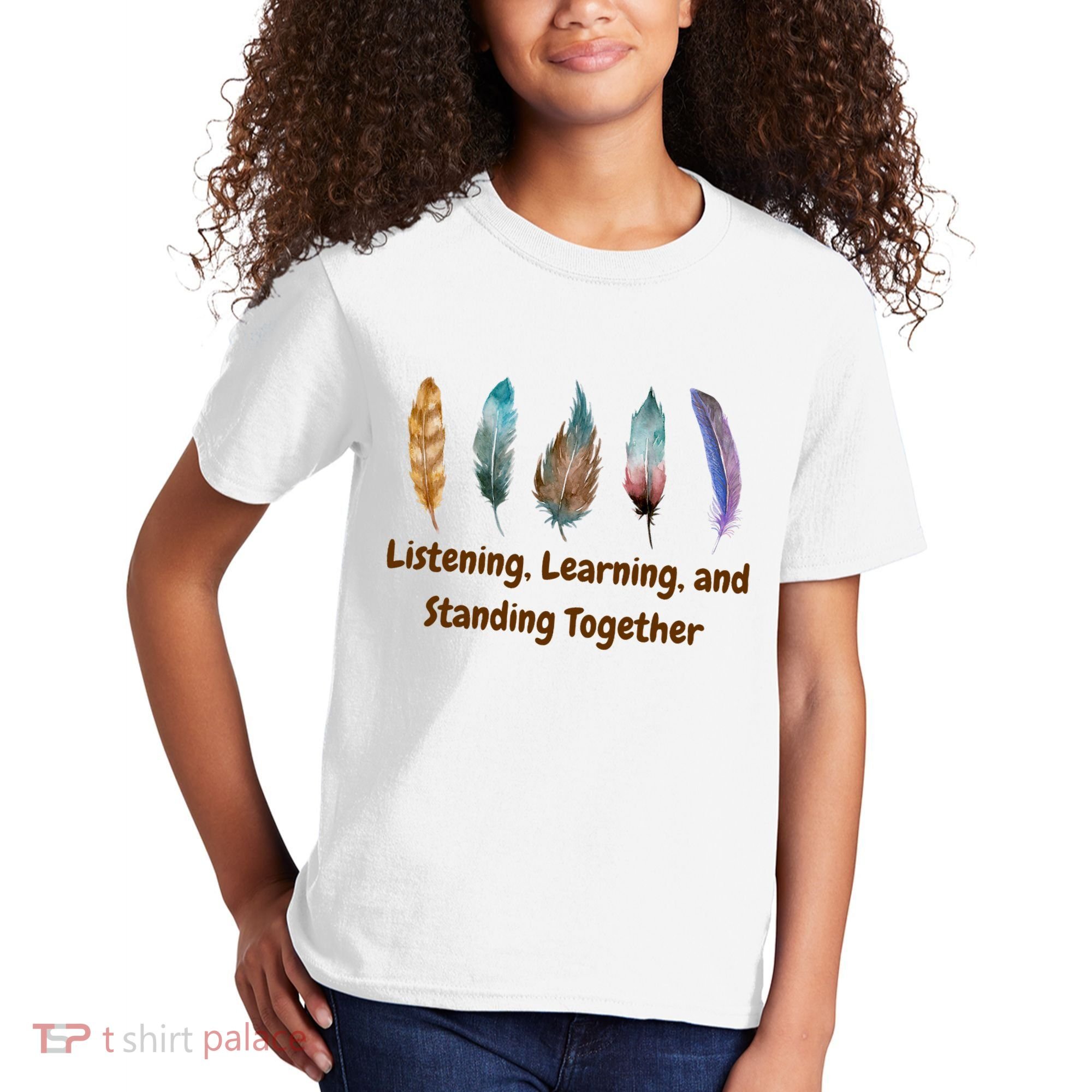 Feathers Native American Unity Day Orange Indigenous Kids T-Shirt