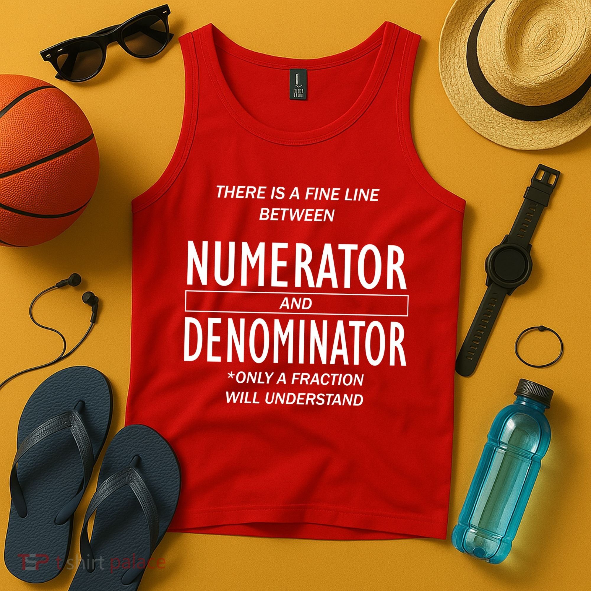 Funny Numerator And Denominator Math Fraction Tank Top