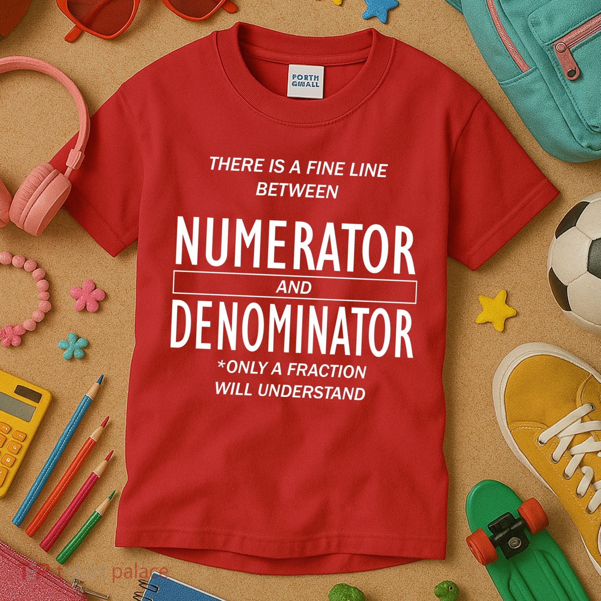 Funny Numerator And Denominator Math Fraction Kids T-Shirt