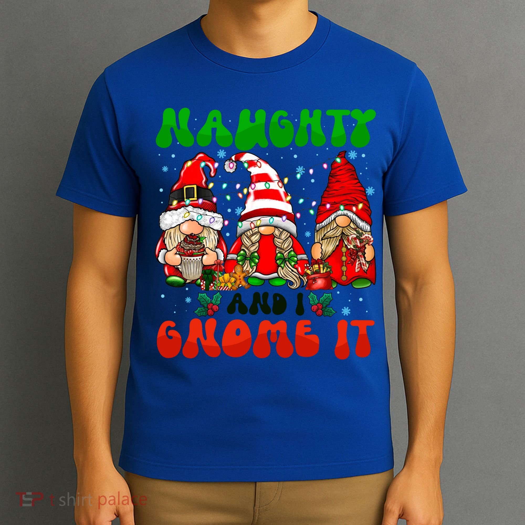 Funny Naughty And I Gnome It Christmas Gnomies Family Xmas Gift T-Shirt