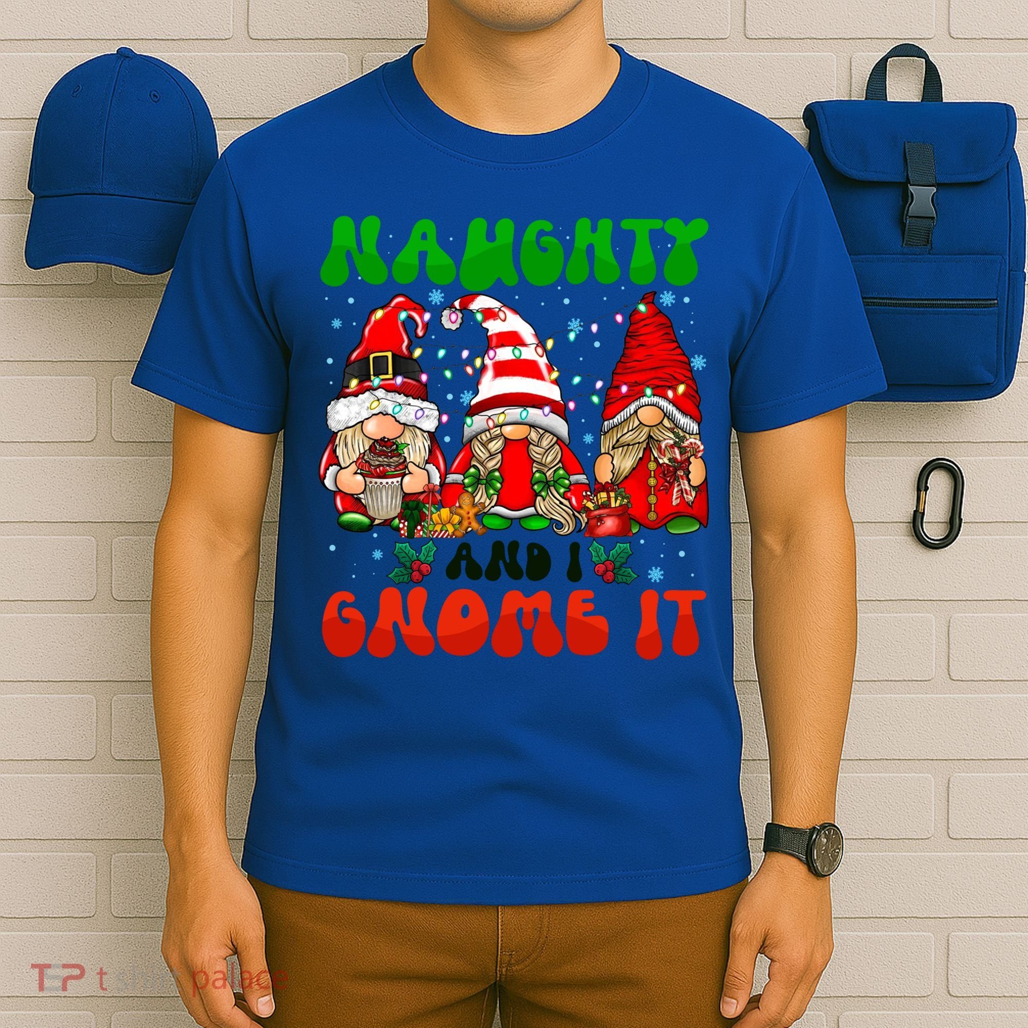Funny Naughty And I Gnome It Christmas Gnomies Family Xmas Gift T-Shirt