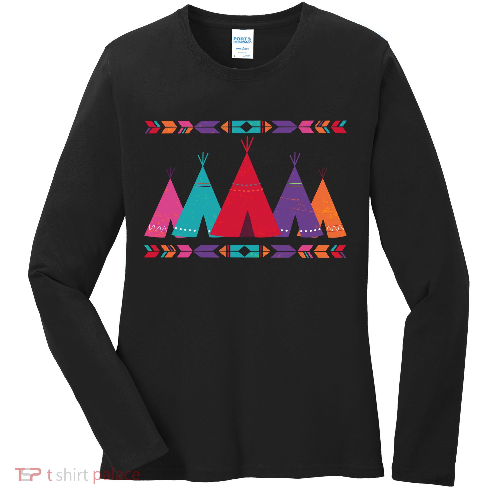 Funny Native American Pee Pattern 1 Women's Long Sleeve Shirt