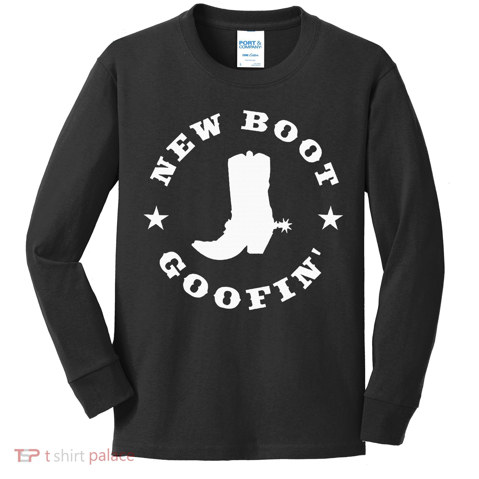 Funny New Boot Goofin Cowboy Boot Meme Quote Kids Long Sleeve Shirt