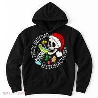 Feliz Navidad Bitchachos Funny Skull Spanish Hoodie thumb 0