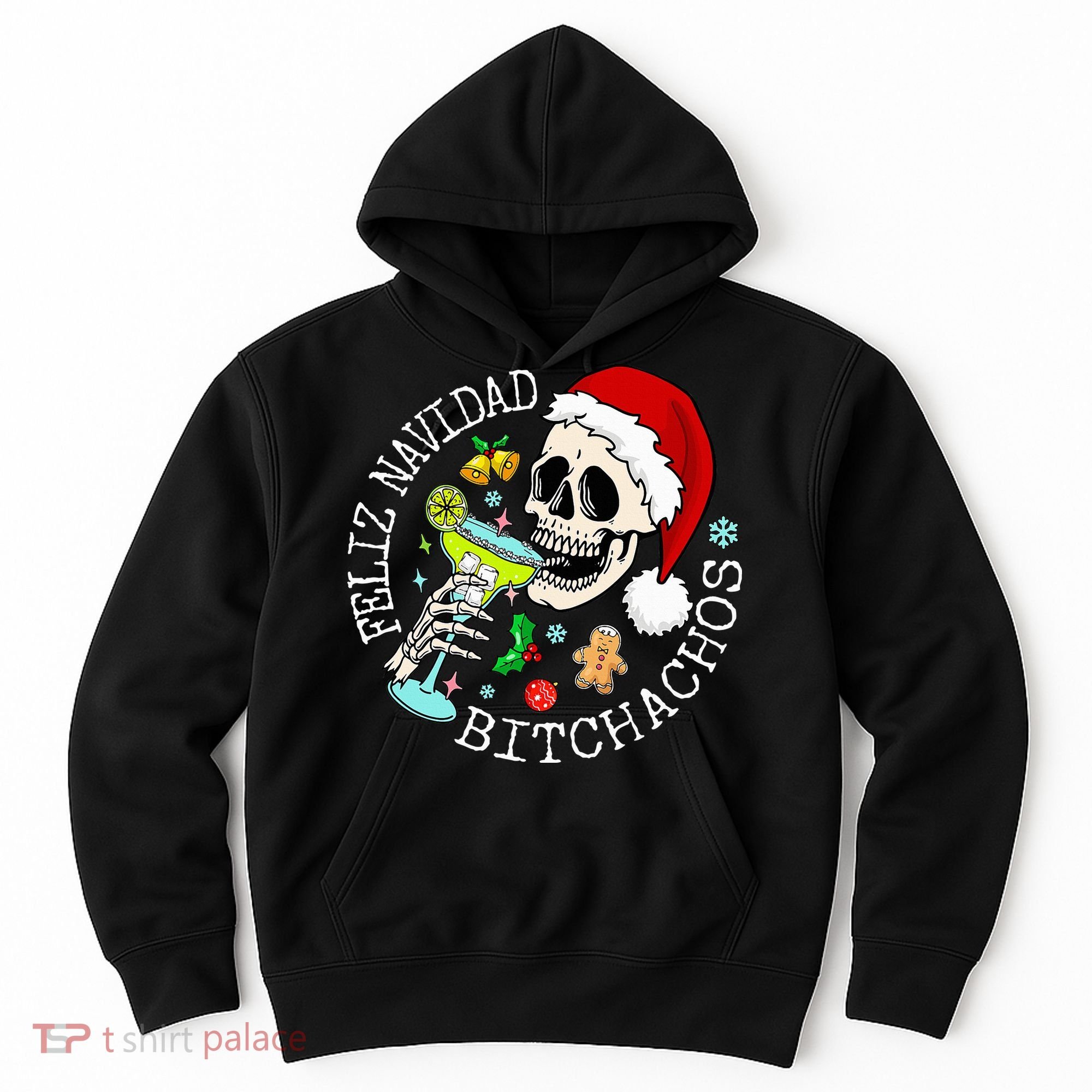 Feliz Navidad Bitchachos Funny Skull Spanish Hoodie