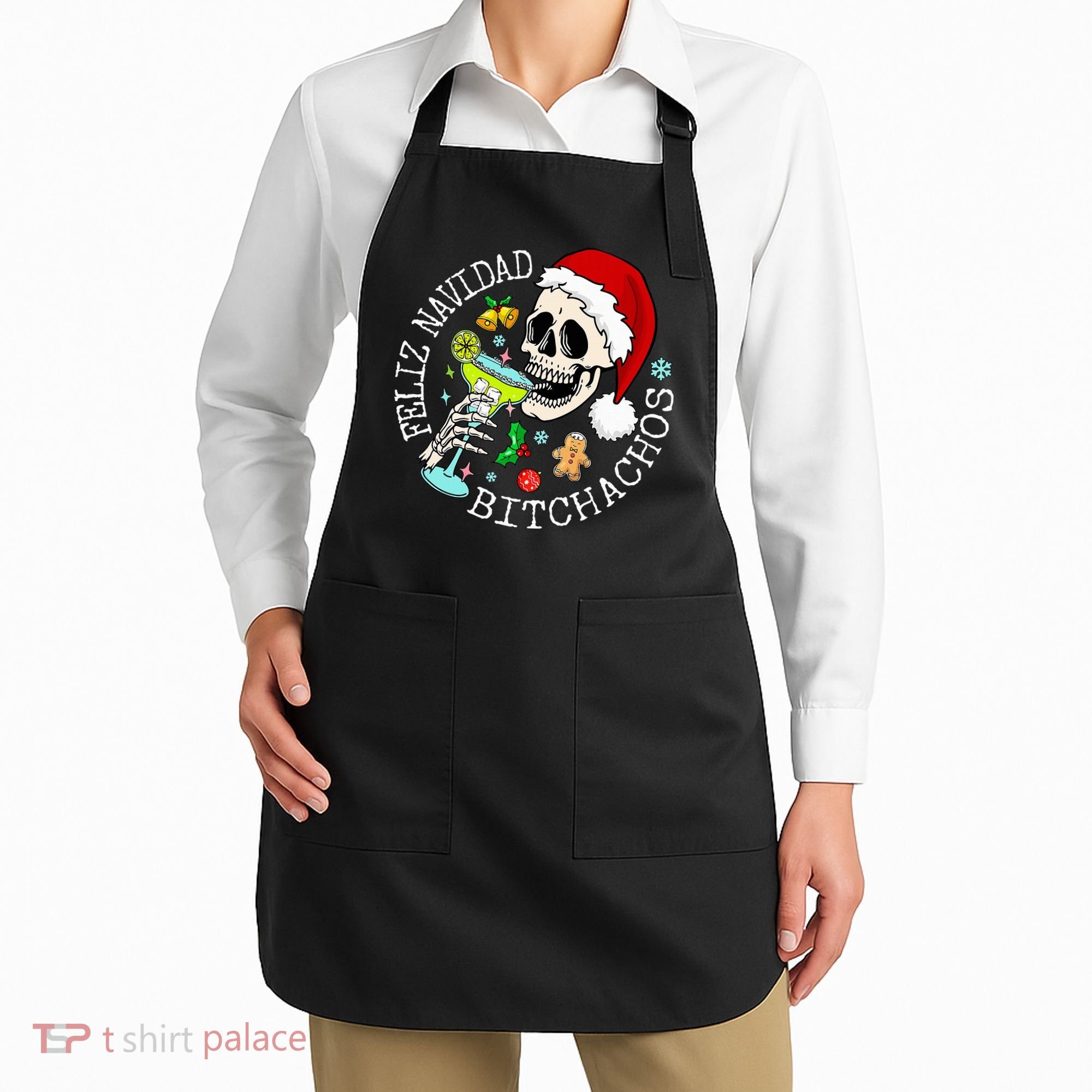 Feliz Navidad Bitchachos Funny Skull Spanish Apron