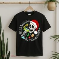 Feliz Navidad Bitchachos Funny Skull Spanish T-Shirt thumb 2