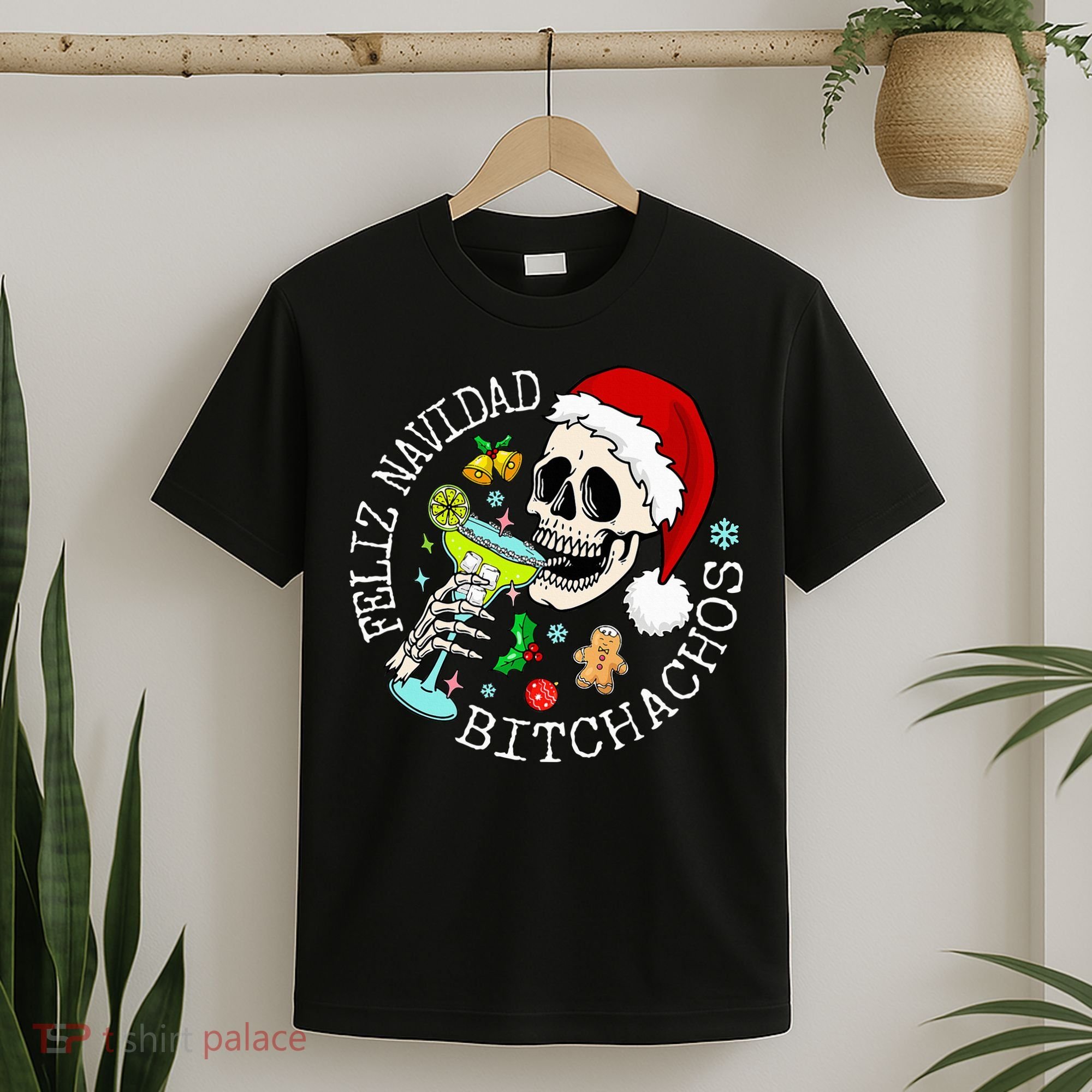 Feliz Navidad Bitchachos Funny Skull Spanish T-Shirt