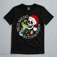 Feliz Navidad Bitchachos Funny Skull Spanish T-Shirt thumb 5