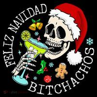 Feliz Navidad Bitchachos Funny Skull Spanish Button thumb 1