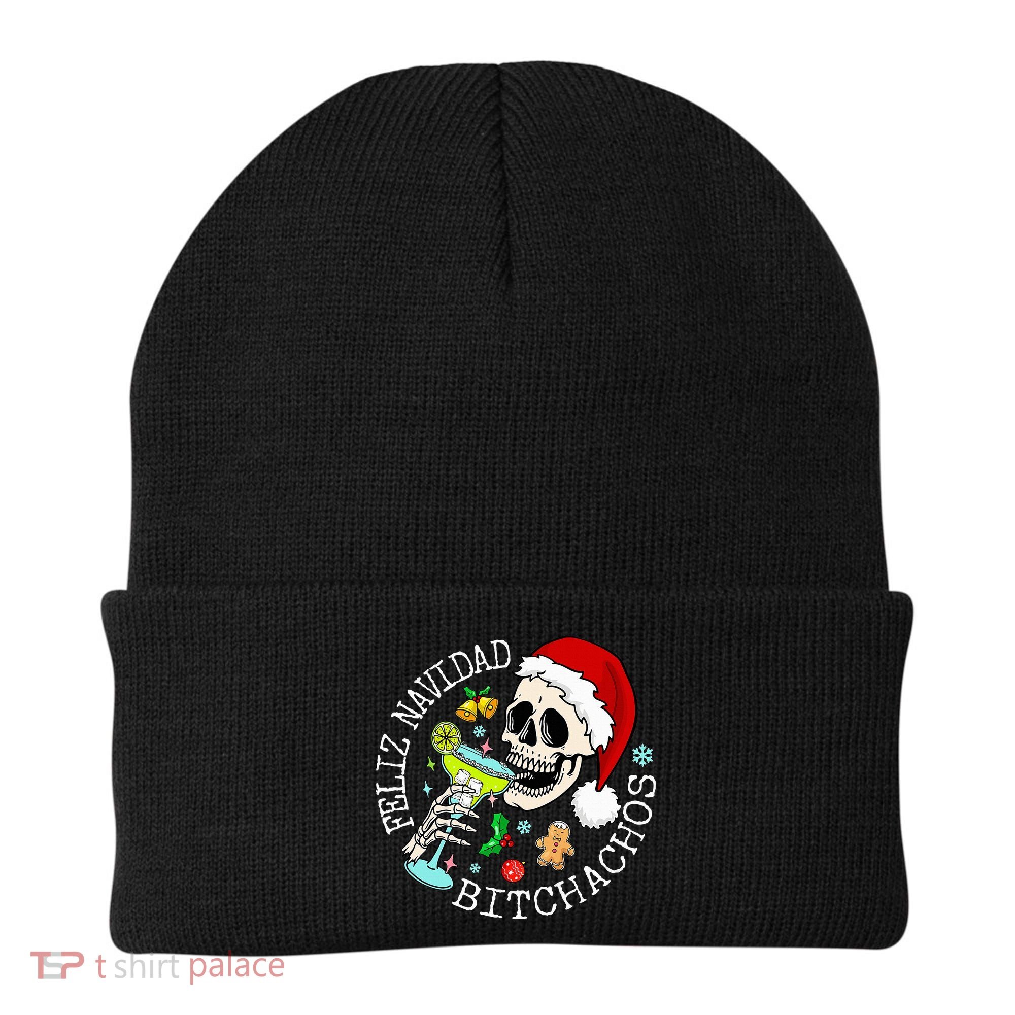 Feliz Navidad Bitchachos Funny Skull Spanish Beanie