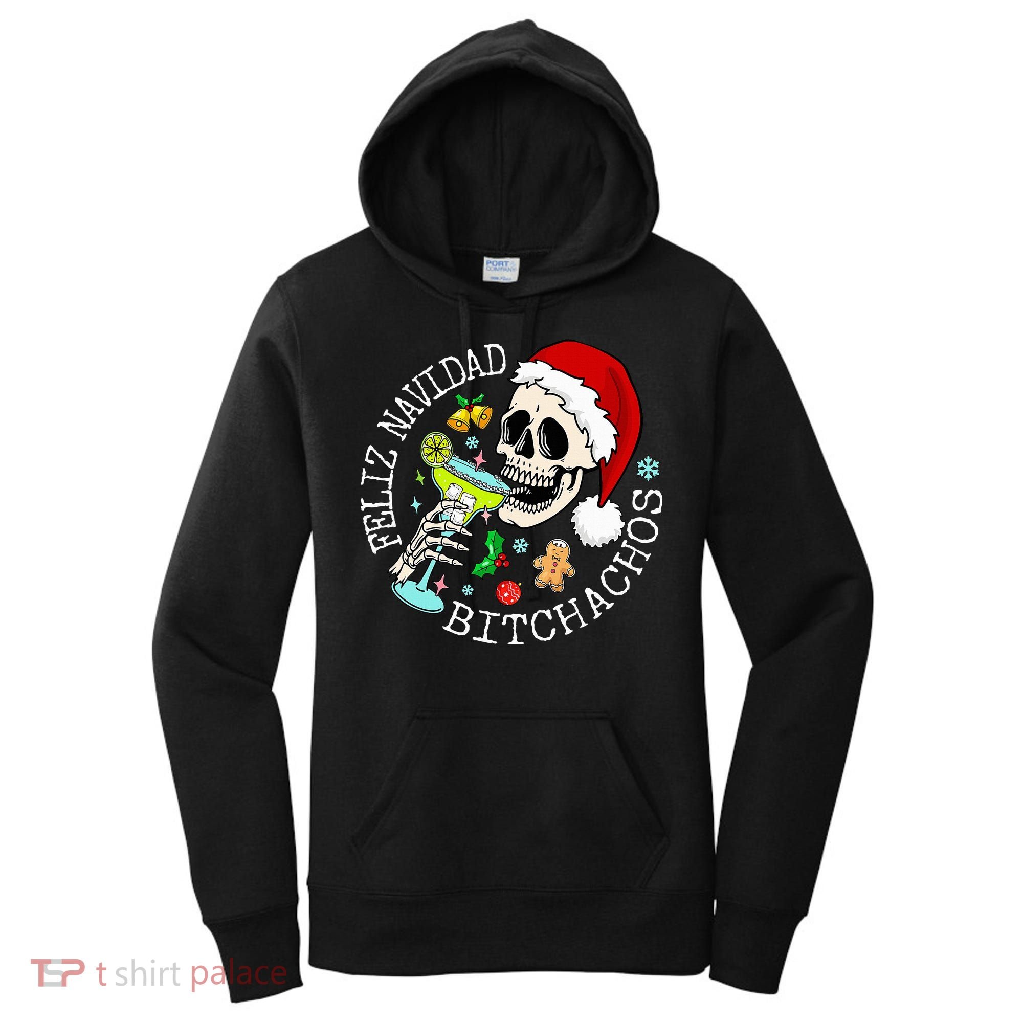 Feliz Navidad Bitchachos Funny Skull Spanish Women's Hoodie