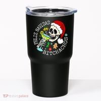 Feliz Navidad Bitchachos Funny Skull Spanish Tumbler thumb 0