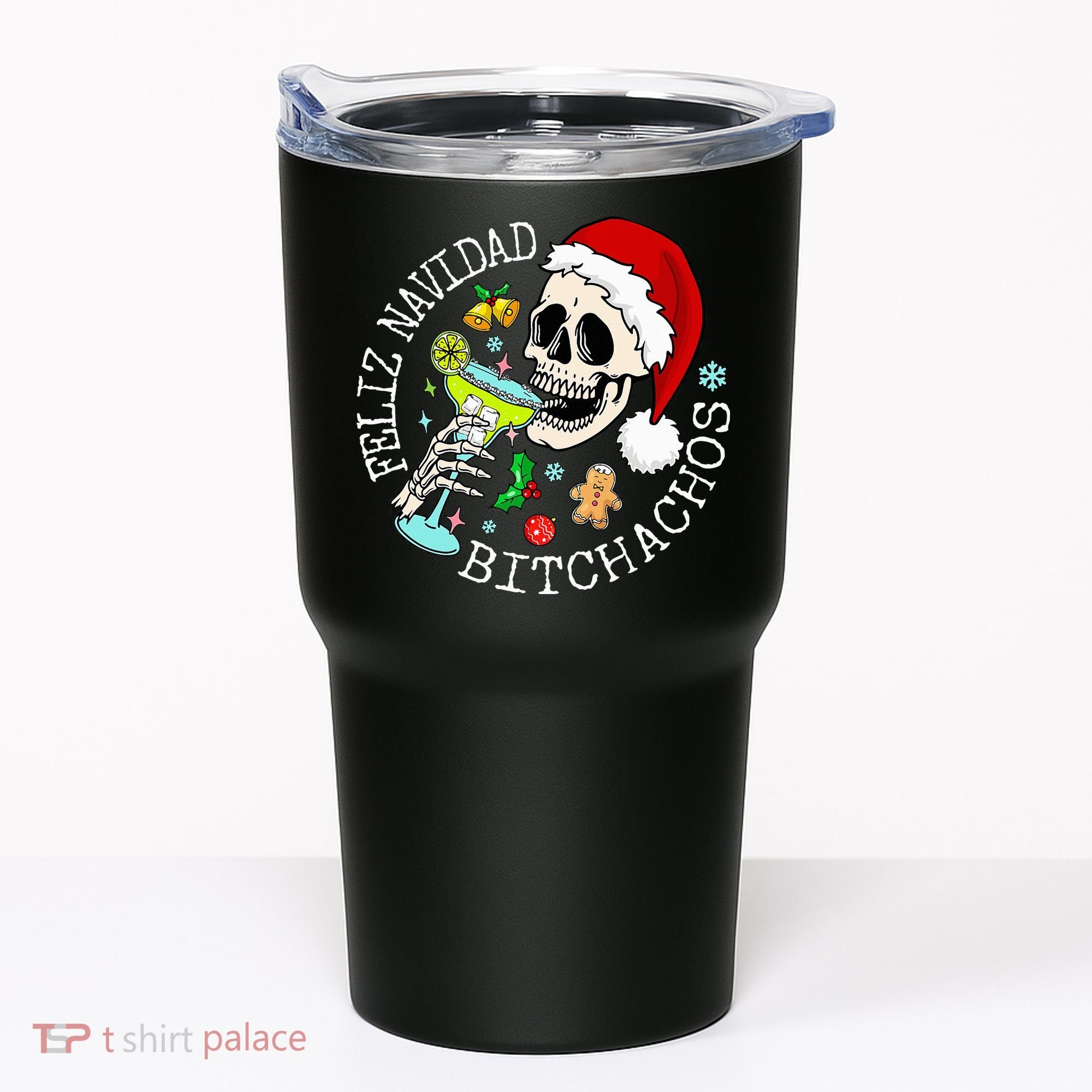 Feliz Navidad Bitchachos Funny Skull Spanish Tumbler
