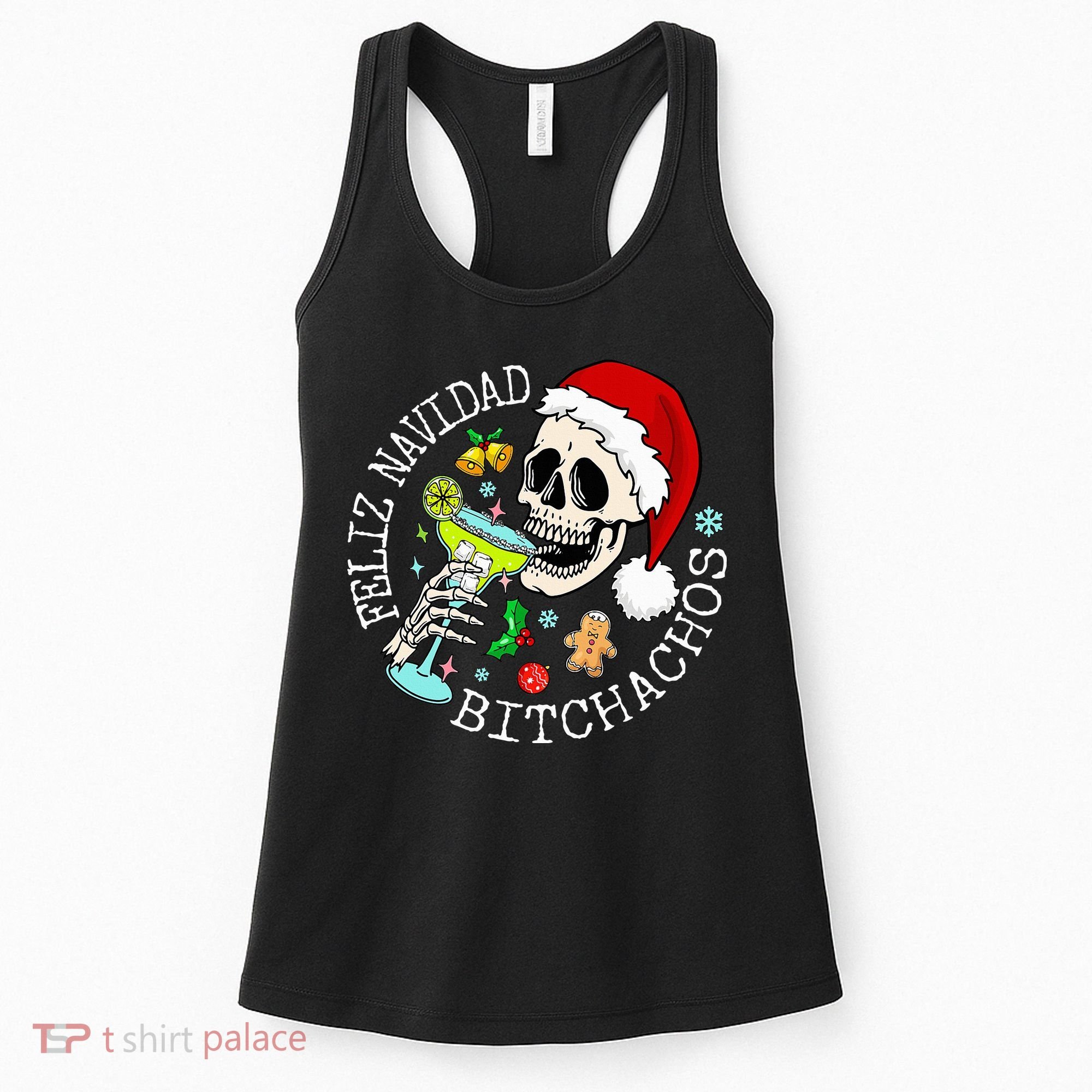 Feliz Navidad Bitchachos Funny Skull Spanish Women's Tank Top