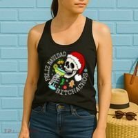 Feliz Navidad Bitchachos Funny Skull Spanish Women's Tank Top thumb 2