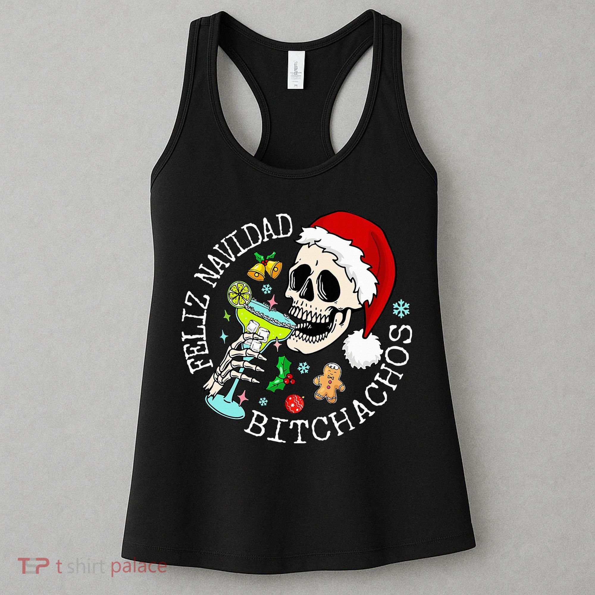 Feliz Navidad Bitchachos Funny Skull Spanish Women's Tank Top