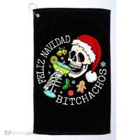Feliz Navidad Bitchachos Funny Skull Spanish Golf Towel thumb 0