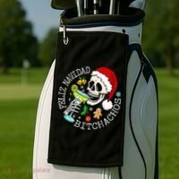Feliz Navidad Bitchachos Funny Skull Spanish Golf Towel thumb 2