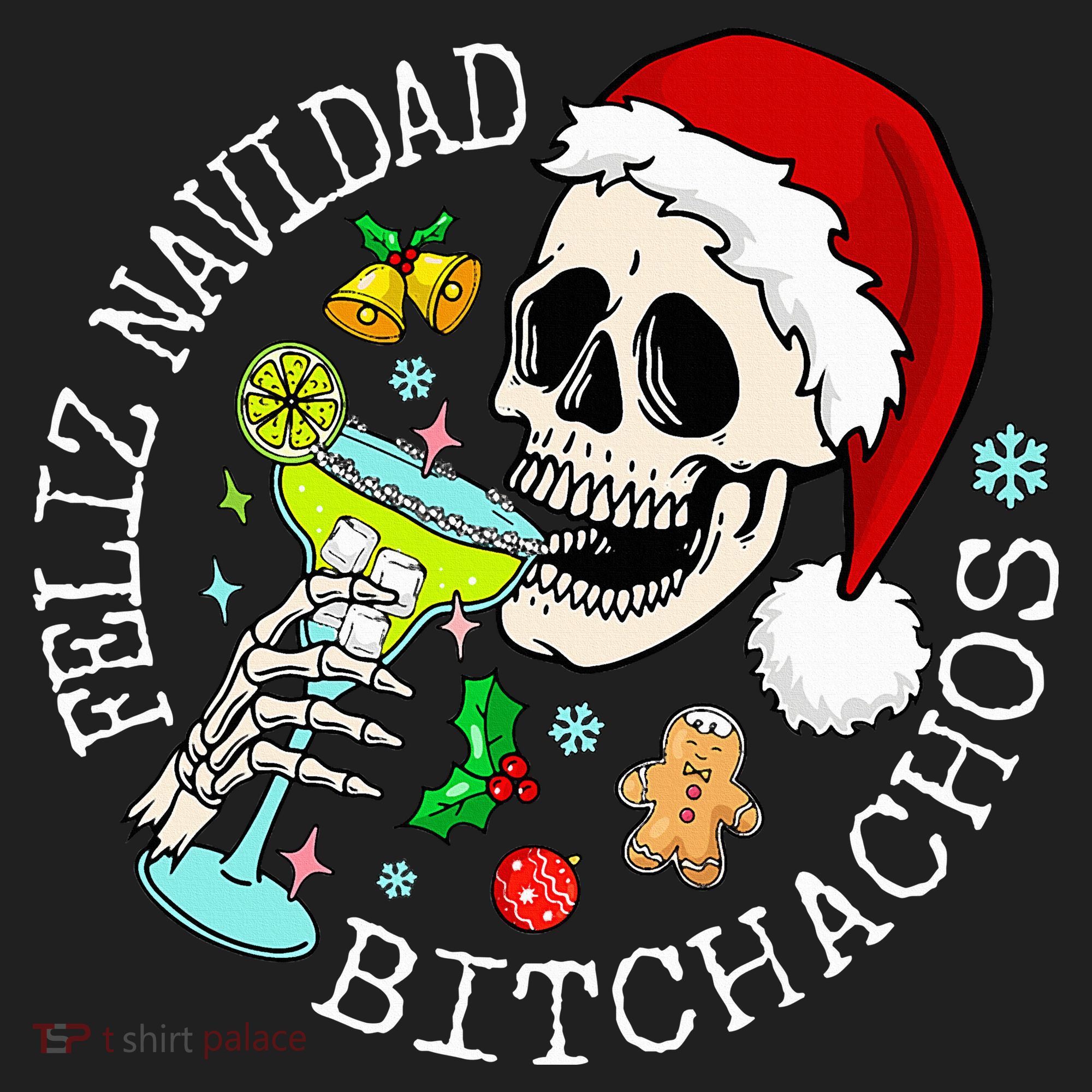 Feliz Navidad Bitchachos Funny Skull Spanish Golf Towel