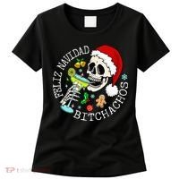 Feliz Navidad Bitchachos Funny Skull Spanish Women's T-Shirt thumb 0