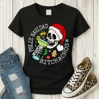 Feliz Navidad Bitchachos Funny Skull Spanish Women's T-Shirt thumb 3