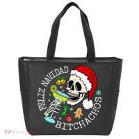 Feliz Navidad Bitchachos Funny Skull Spanish Tote Bag thumb 0