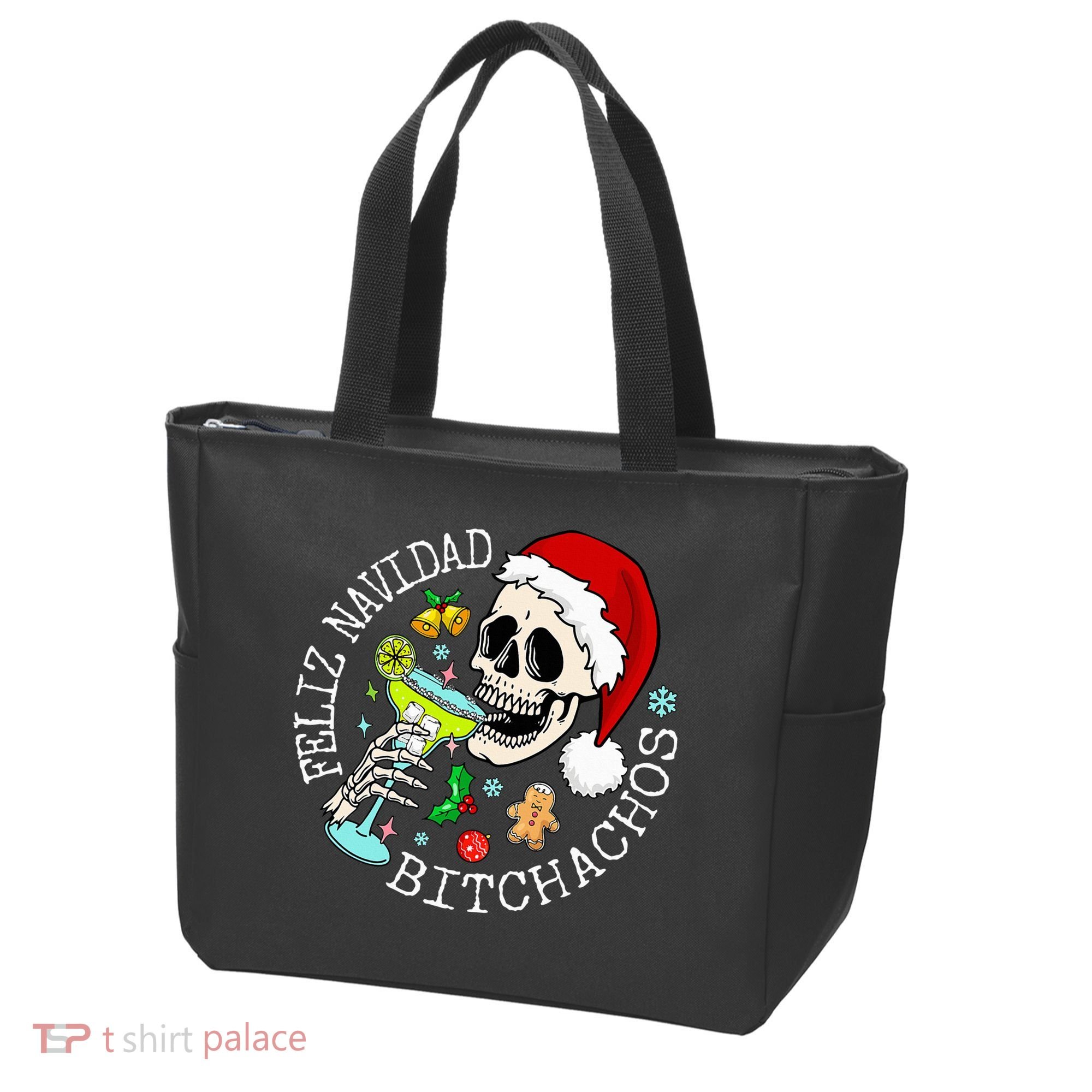 Feliz Navidad Bitchachos Funny Skull Spanish Tote Bag