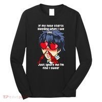 Funny Nose Bleed Anime Perv Simp Otaku Manga Anime Humor Long Sleeve Shirt thumb 0