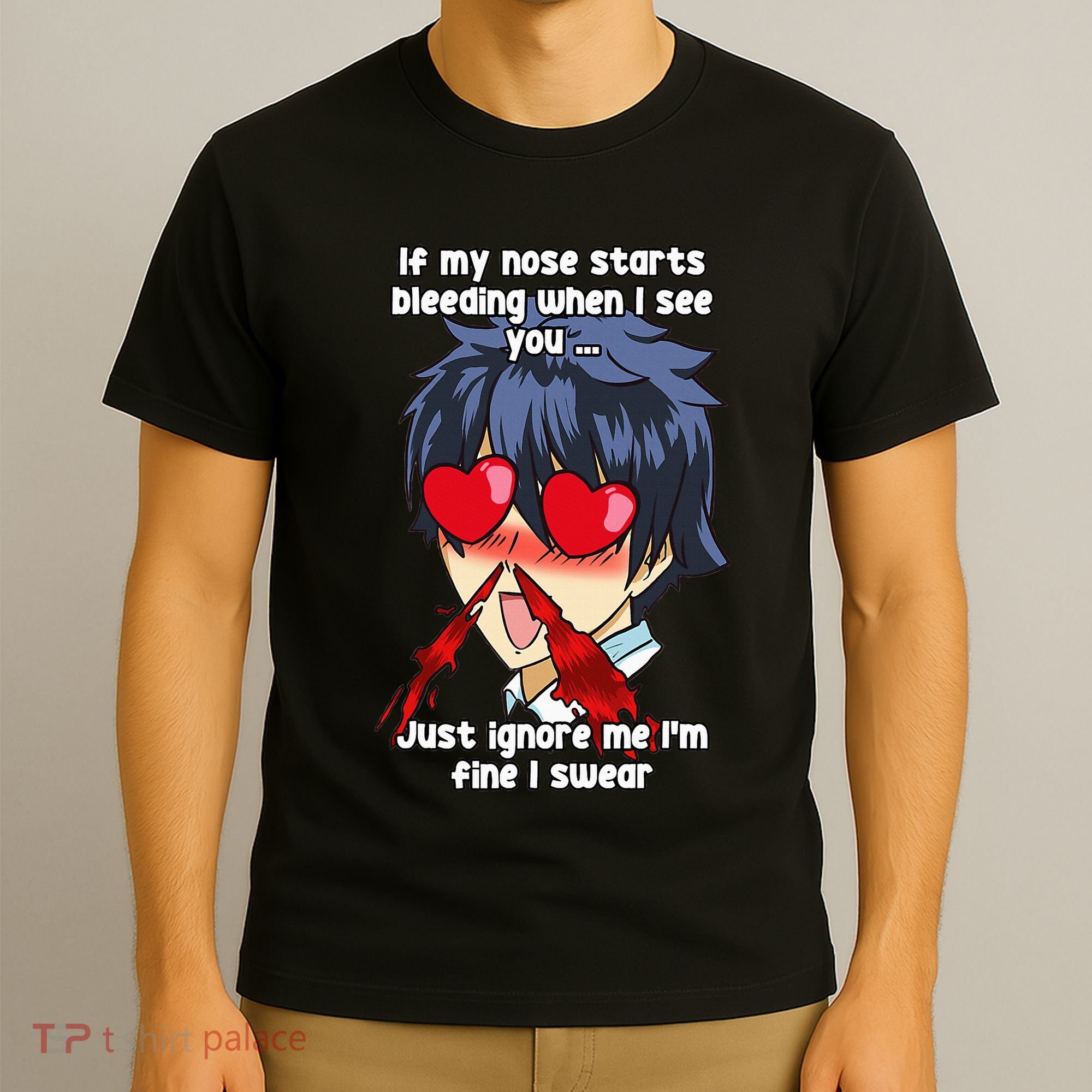 Funny Nose Bleed Anime Perv Simp Otaku Manga Anime Humor T-Shirt