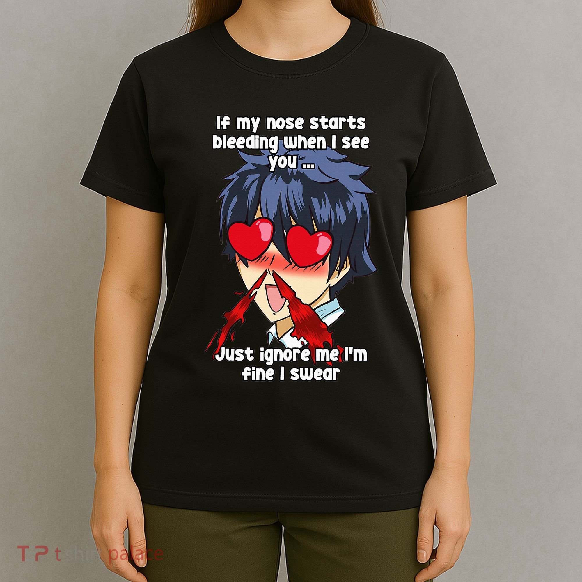 Funny Nose Bleed Anime Perv Simp Otaku Manga Anime Humor T-Shirt