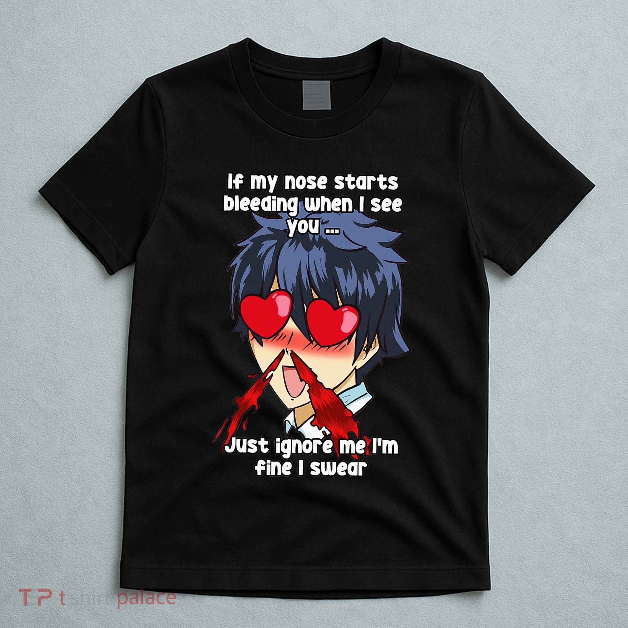 Funny Nose Bleed Anime Perv Simp Otaku Manga Anime Humor T-Shirt