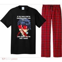 Funny Nose Bleed Anime Perv Simp Otaku Manga Anime Humor Pajama Set thumb 0
